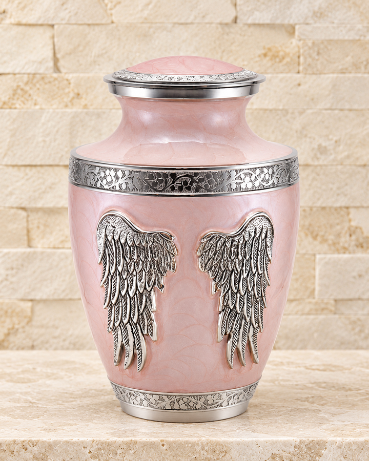 Pink Angel Wings Individual Cremation Urn