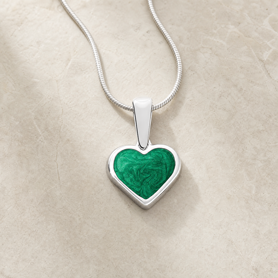 Silver Pinion Heart Ash Resin Jewelry