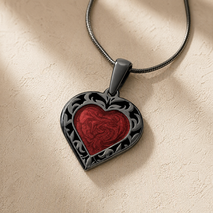 Black Finish Abundant Heart Ash Resin Jewelry