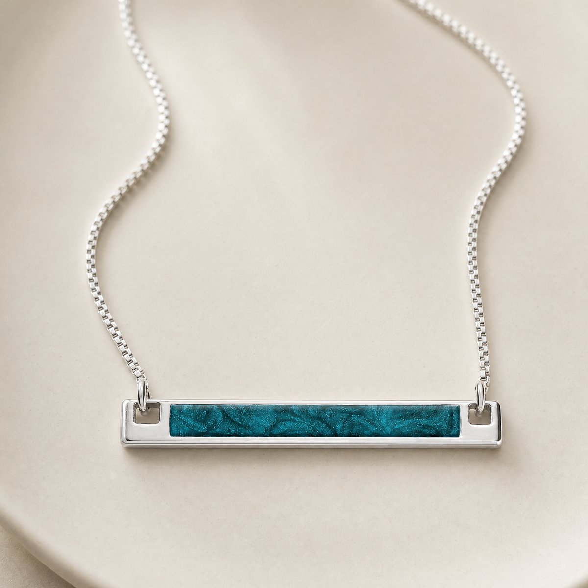 Silver Aqua Barred Ash Resin Jewelry
