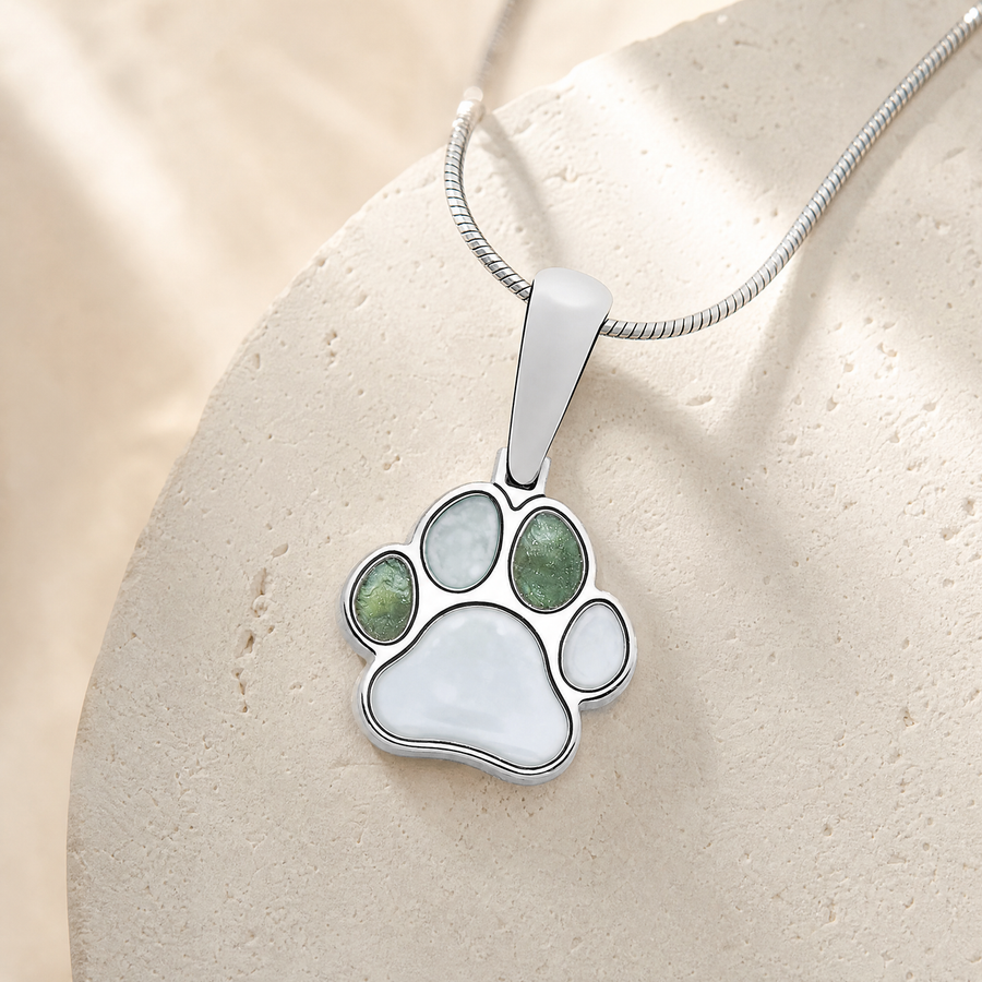 Silver A Print Upon My Heart Ash Resin Jewelry