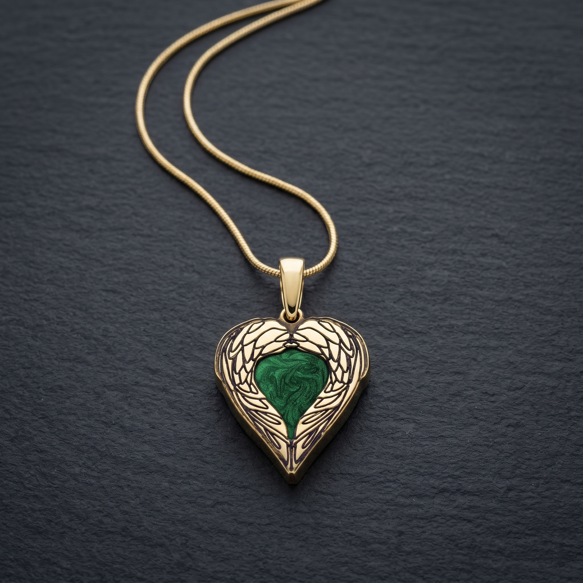 Solid 14K Gold Paradise Heart with Seafoam Ash Resin Jewelry