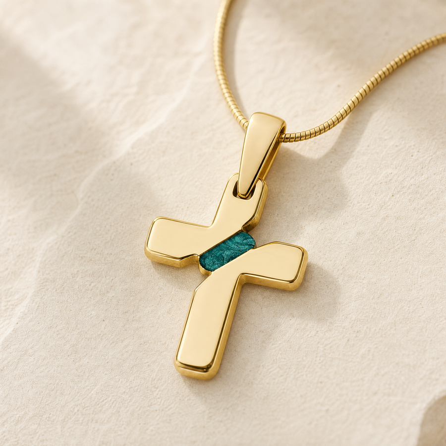Honoring Cross Gold Plated Ash Resin Jewelry
