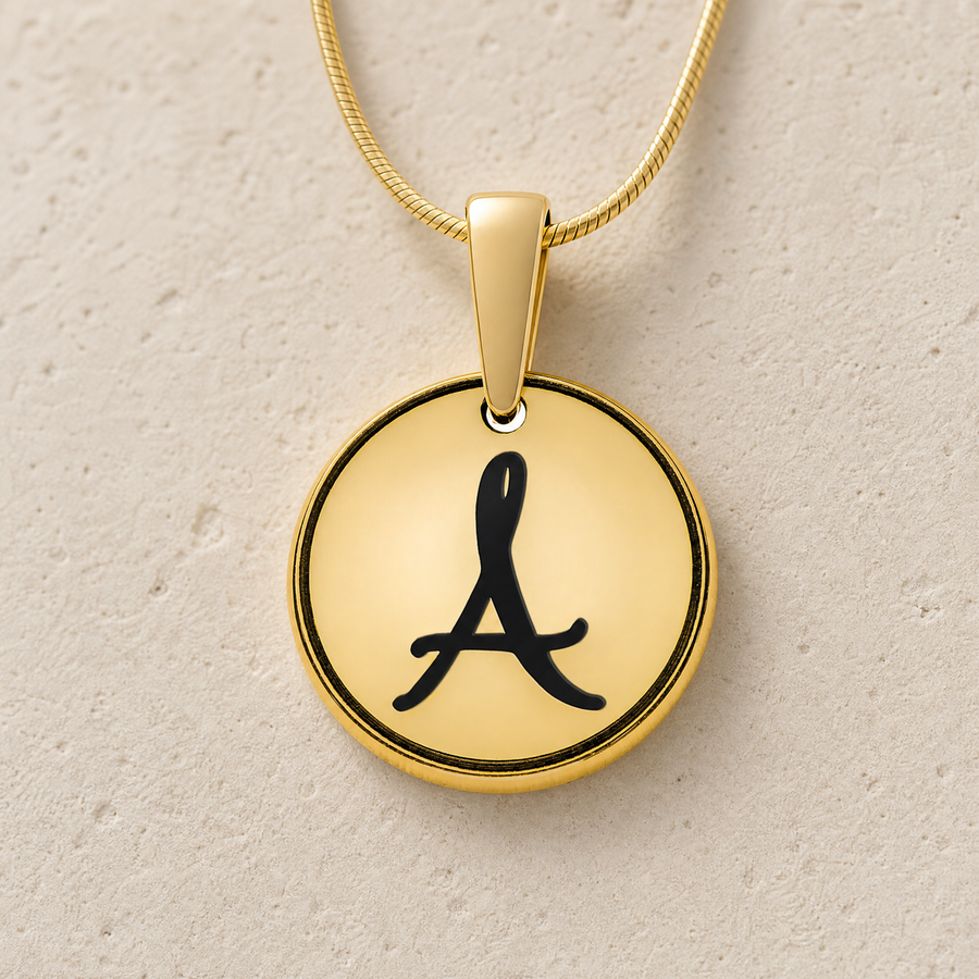 Initial Round Gold Plated Ash Resin Jewelry