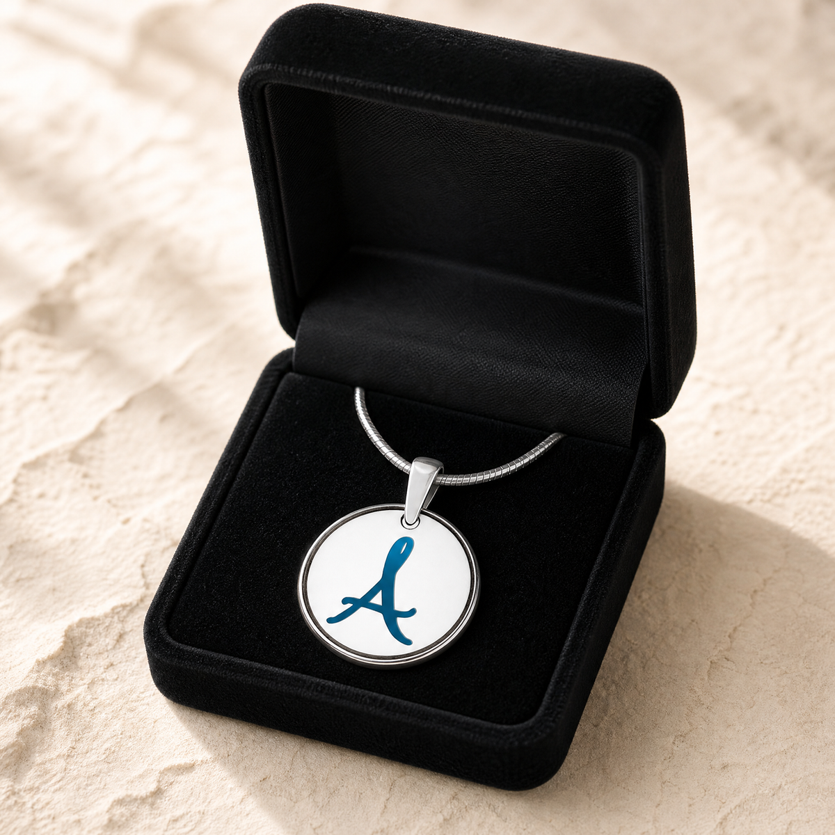 Initial Round Sterling Silver Ash Resin Jewelry