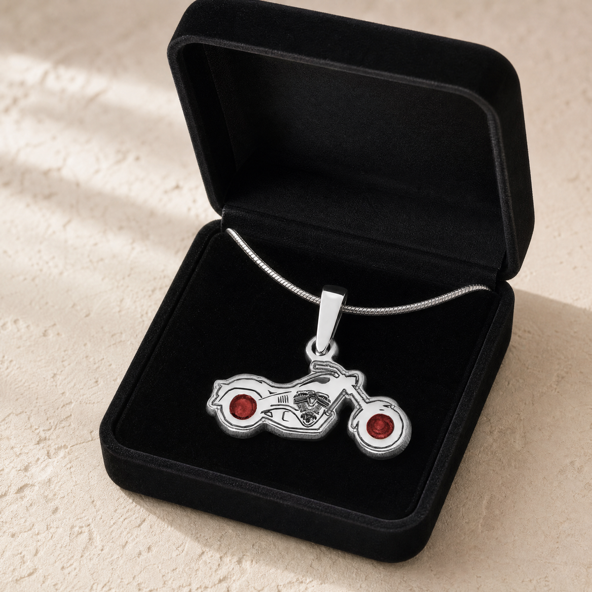 Solid 14K White Gold Riding Along with Crimson Ash Resin Jewelry