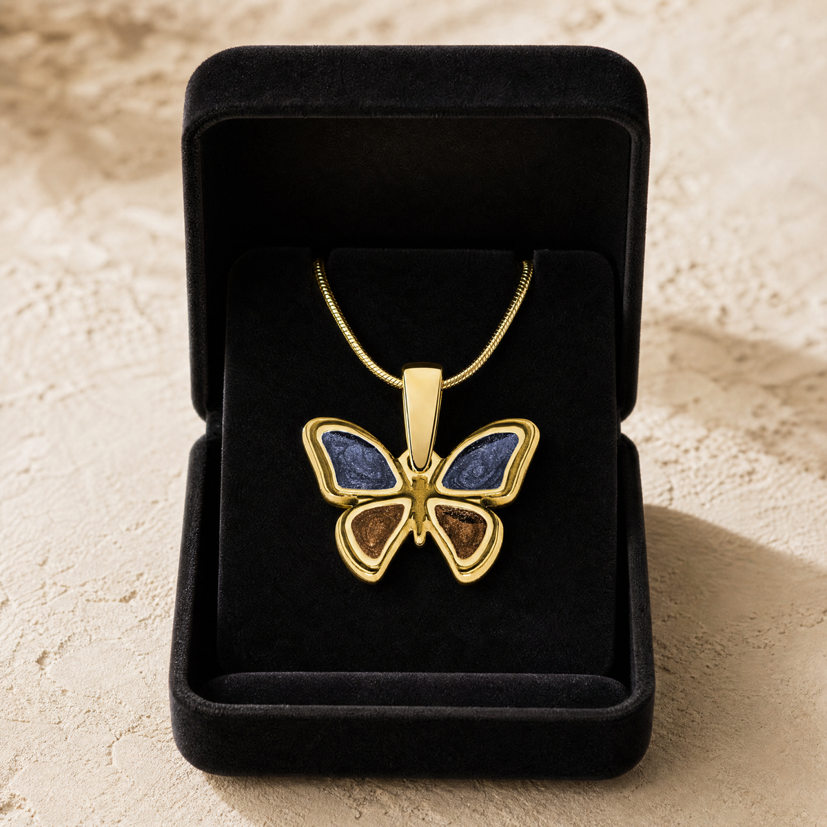 Lovable Butterfly Gold Plated with Slate and Carob Ash Resin Jewelry