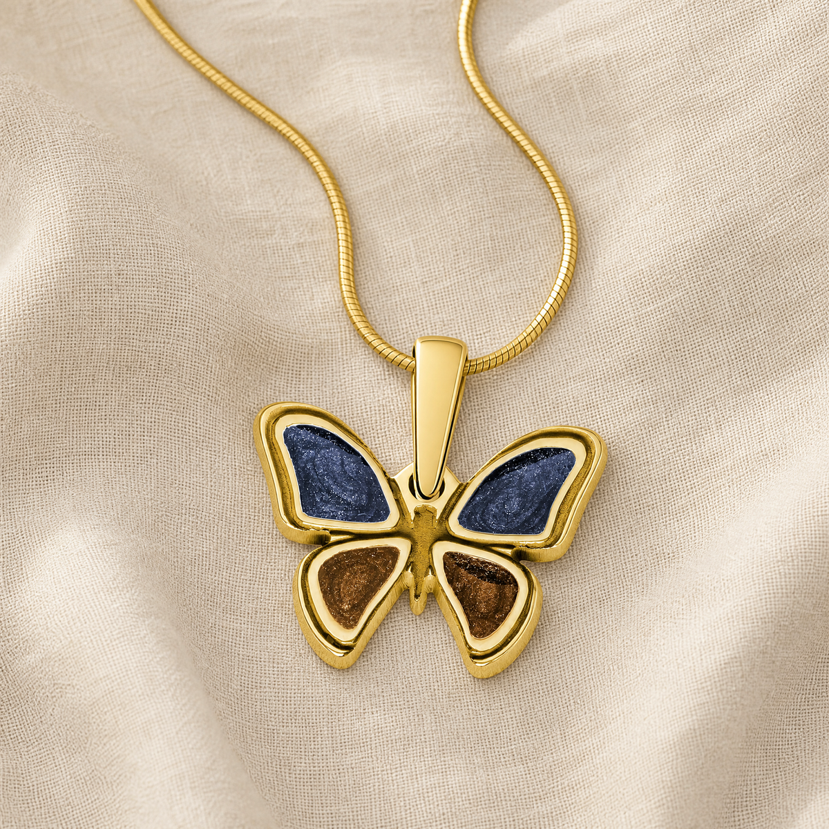 Lovable Butterfly Gold Plated with Slate and Carob Ash Resin Jewelry