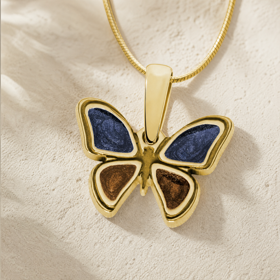Lovable Butterfly Gold Plated with Slate and Carob Ash Resin Jewelry