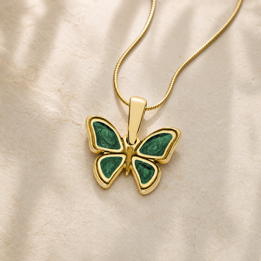 Lovable Butterfly Gold Plated with Seafoam Ash Resin Jewelry