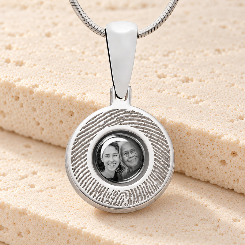 Forever Round Sterling Silver Fingerprint And Picture Pendant