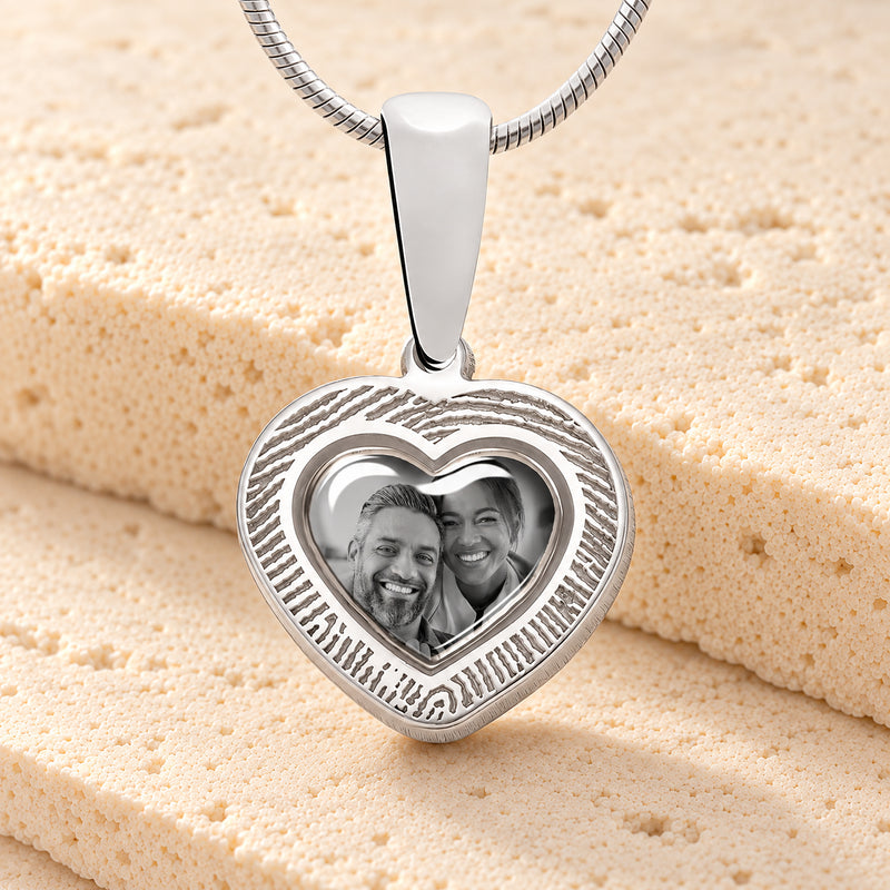 Heart Sterling Silver Fingerprint And Picture Pendant