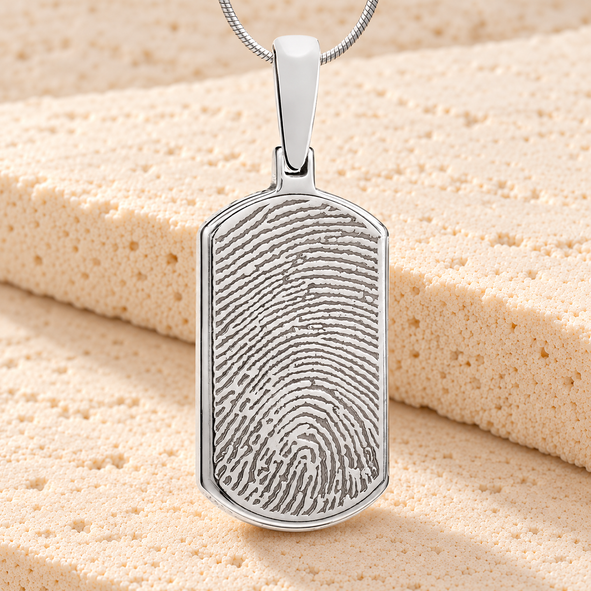 Signature Dog Tag Sterling Silver Fingerprint Necklace — main