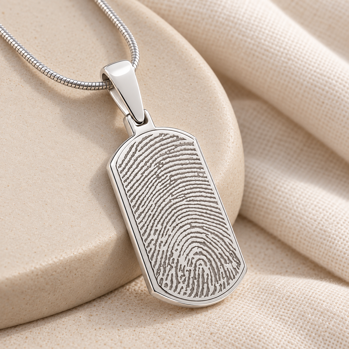 Signature Dog Tag Sterling Silver Fingerprint Necklace — alternate view