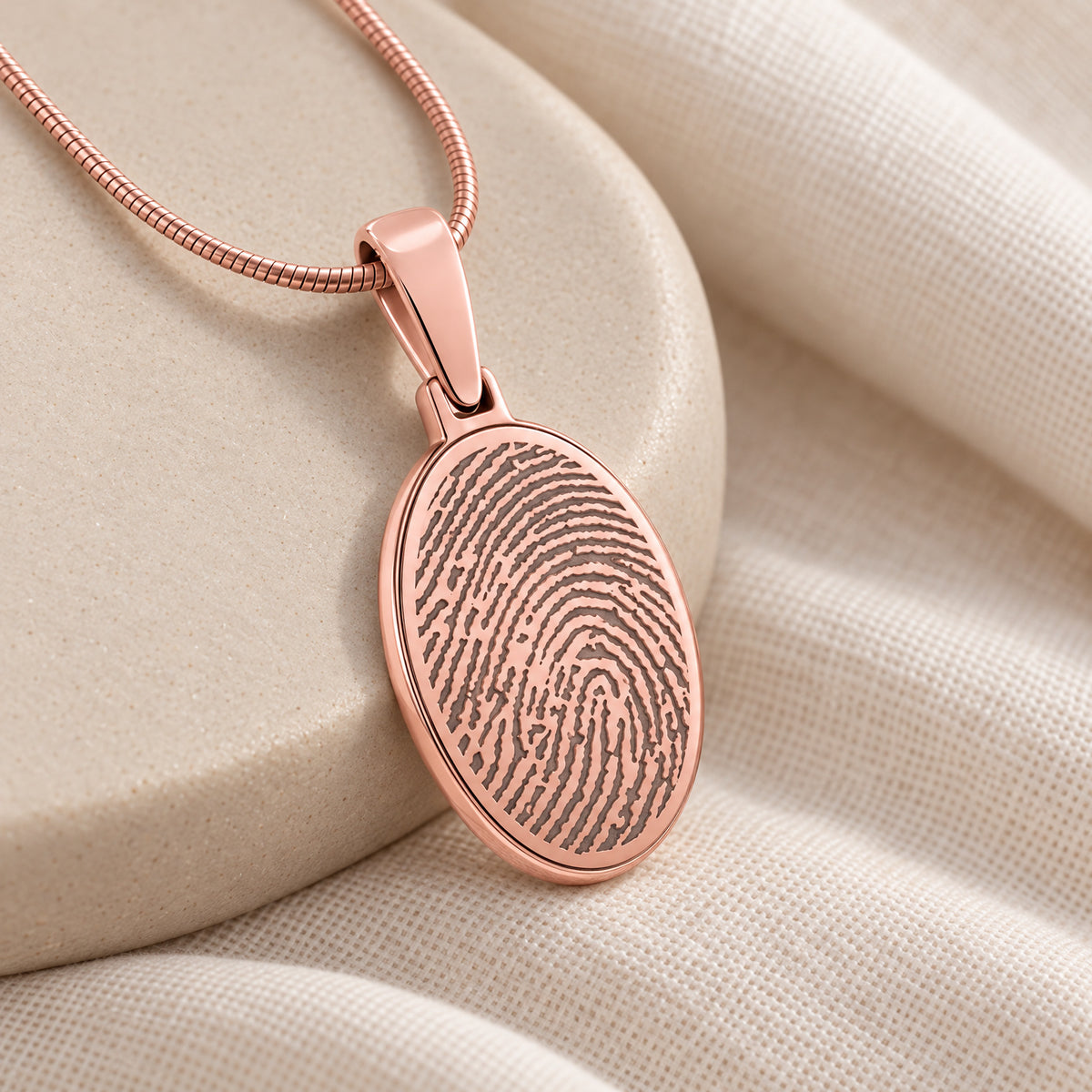 Rose Gold Plated Signature Oval Fingerprint Necklace — alternate view