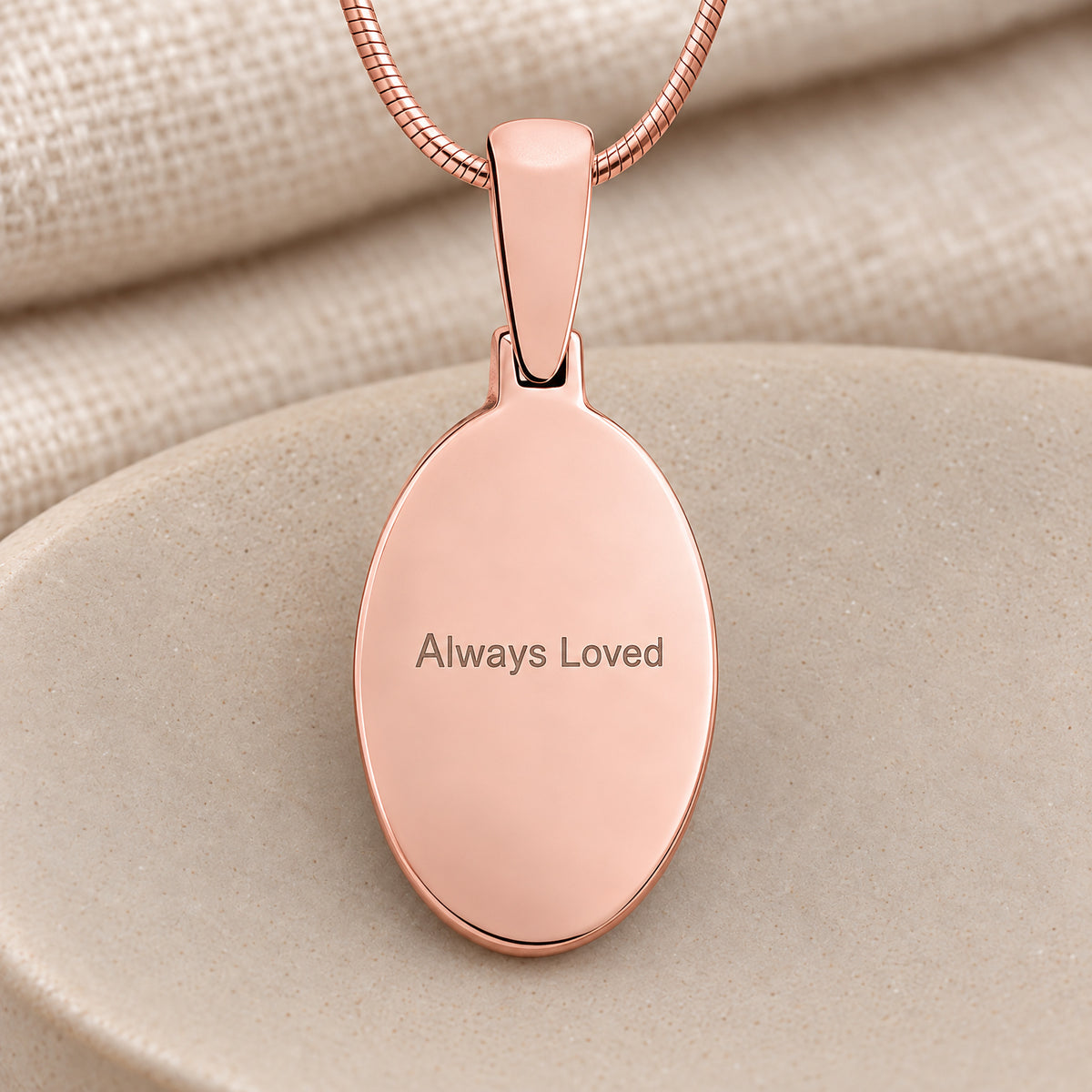 Rose Gold Plated Signature Oval Fingerprint Necklace — rear engraving