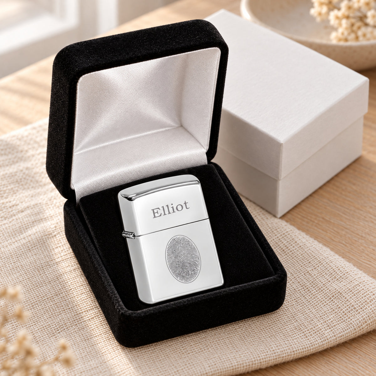 Chrome Lighter with Fingerprint — gift box