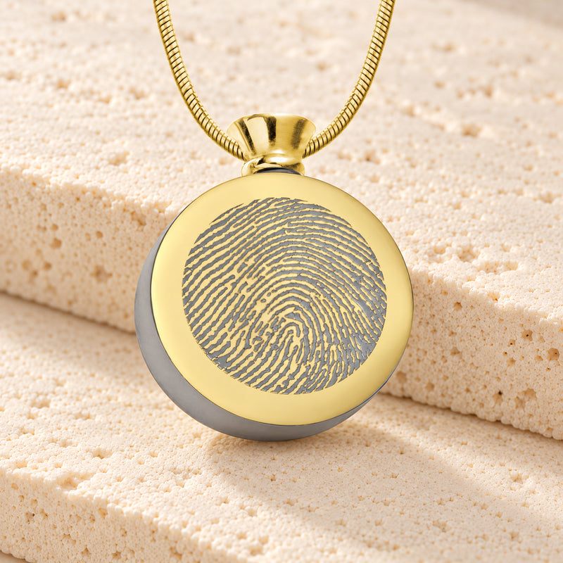 Gold Plated over Stainless Circle of Life Fingerprint Necklace