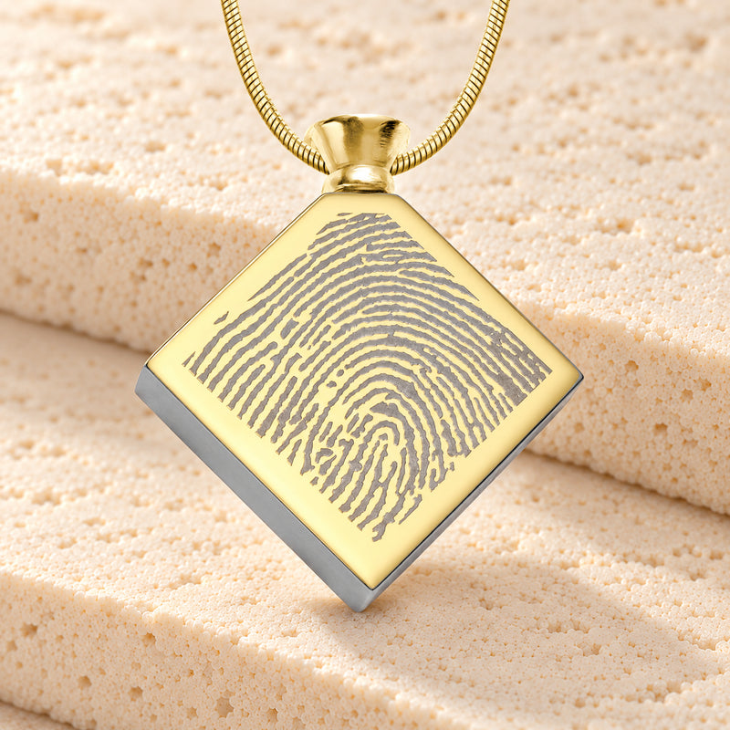 Gold Plated over Stainless Quaint Diamond Fingerprint Necklace