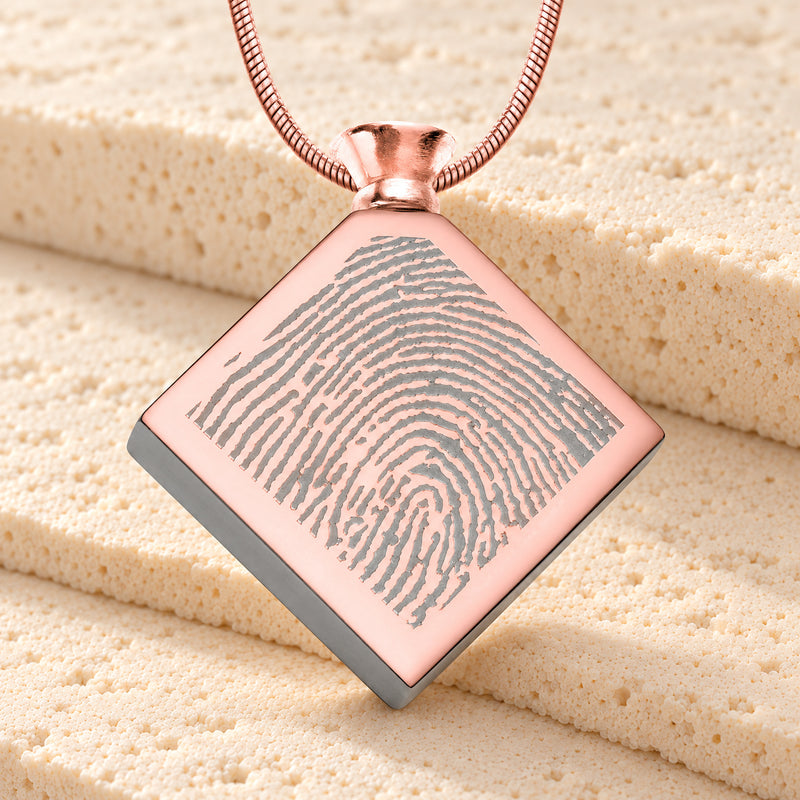 Rose Gold Plated over Stainless Quaint Diamond Fingerprint Necklace