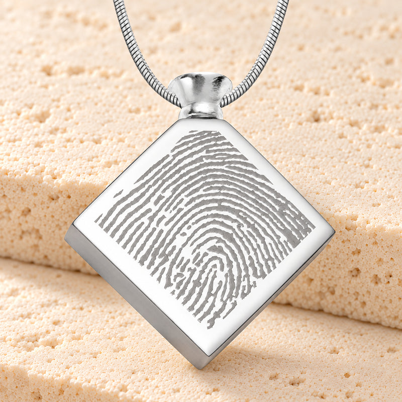 Stainless Quaint Diamond Fingerprint Necklace