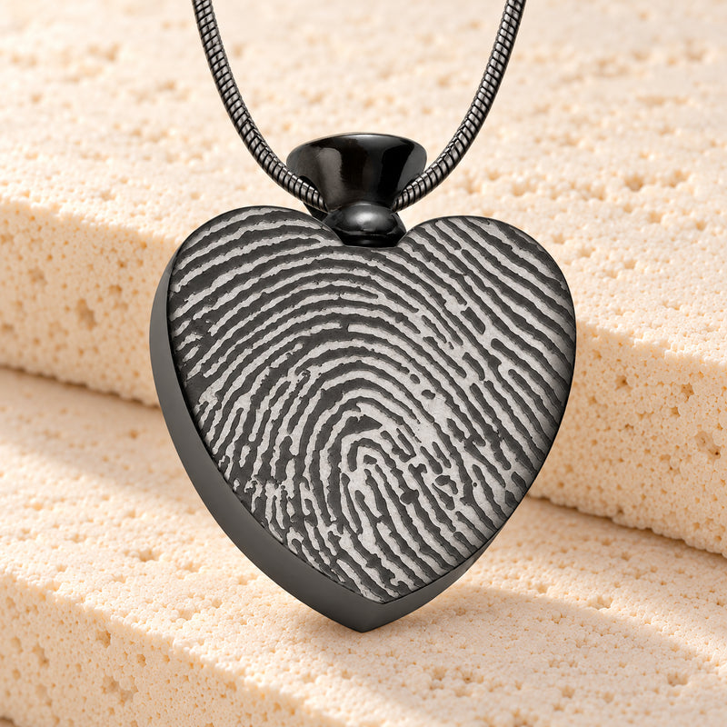 Black Plated over Stainless Everlasting Journey Fingerprint Necklace