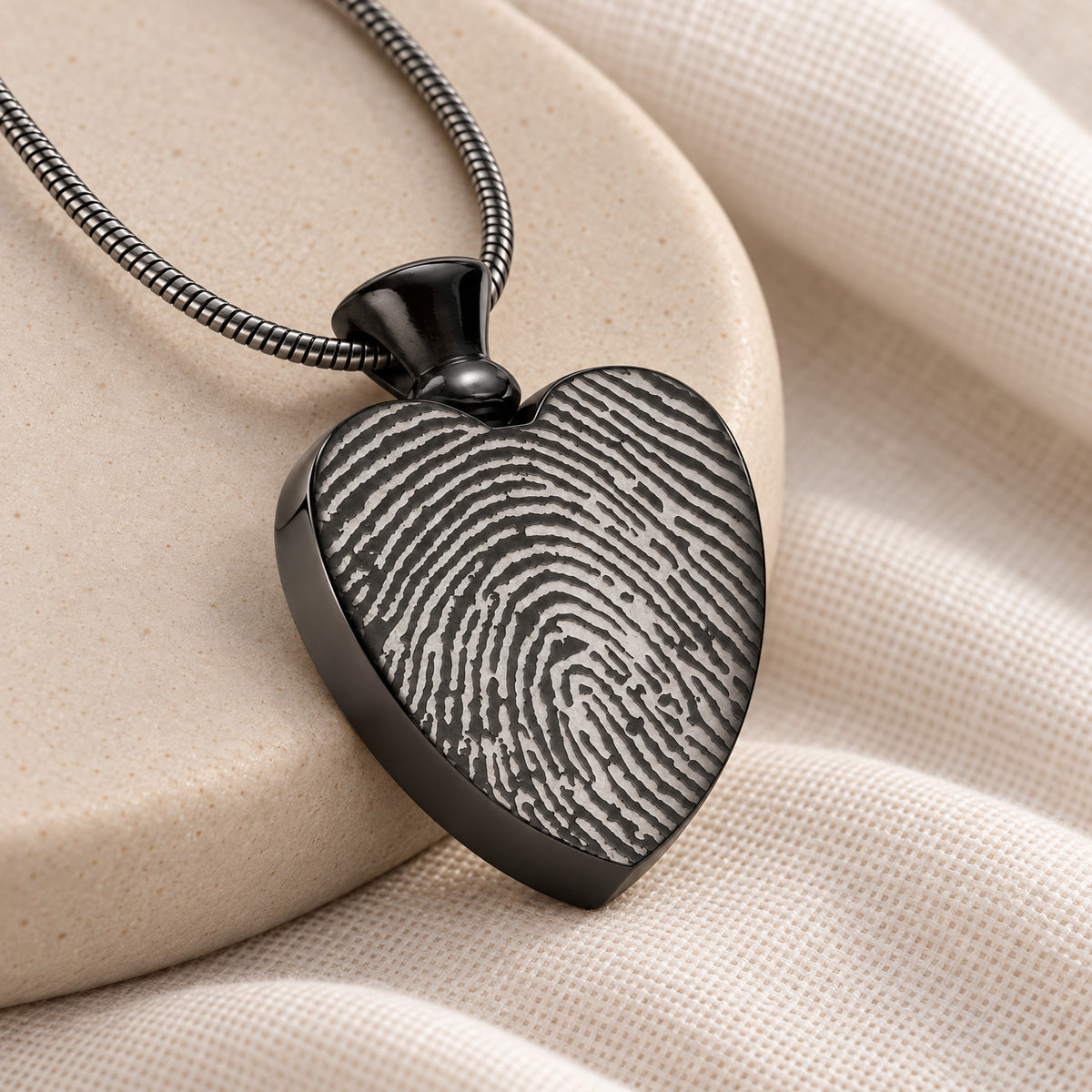 Black Plated over Stainless Everlasting Journey Fingerprint Necklace — alternate view