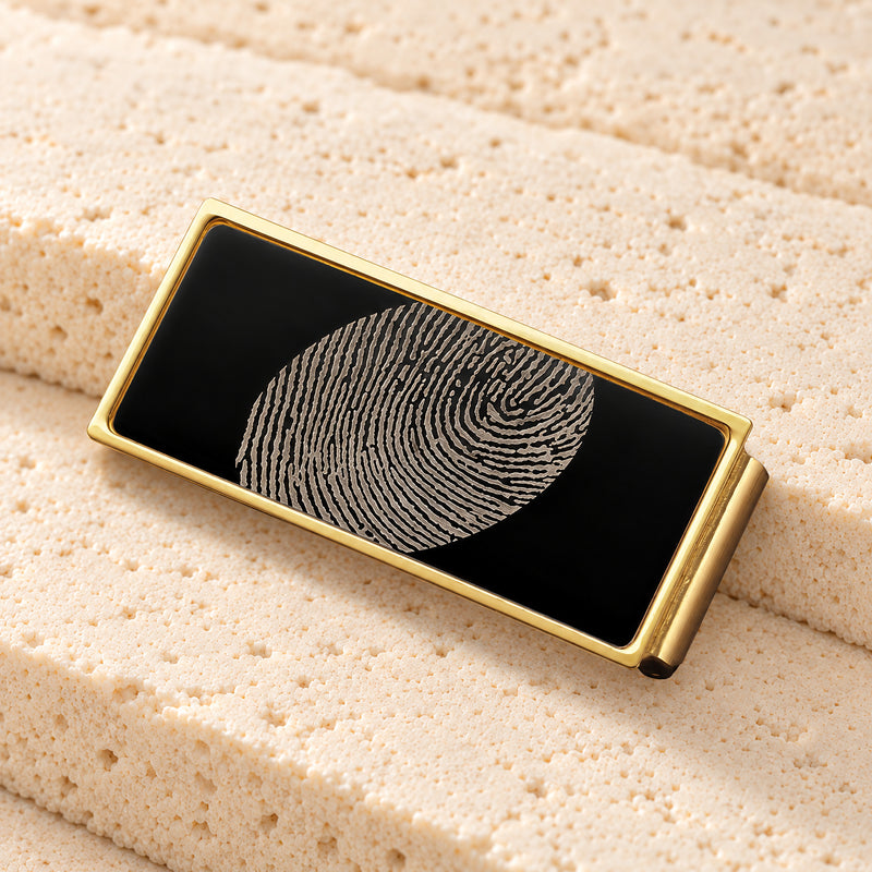 Stainless Steel Black on Gold Fingerprint Money Clip