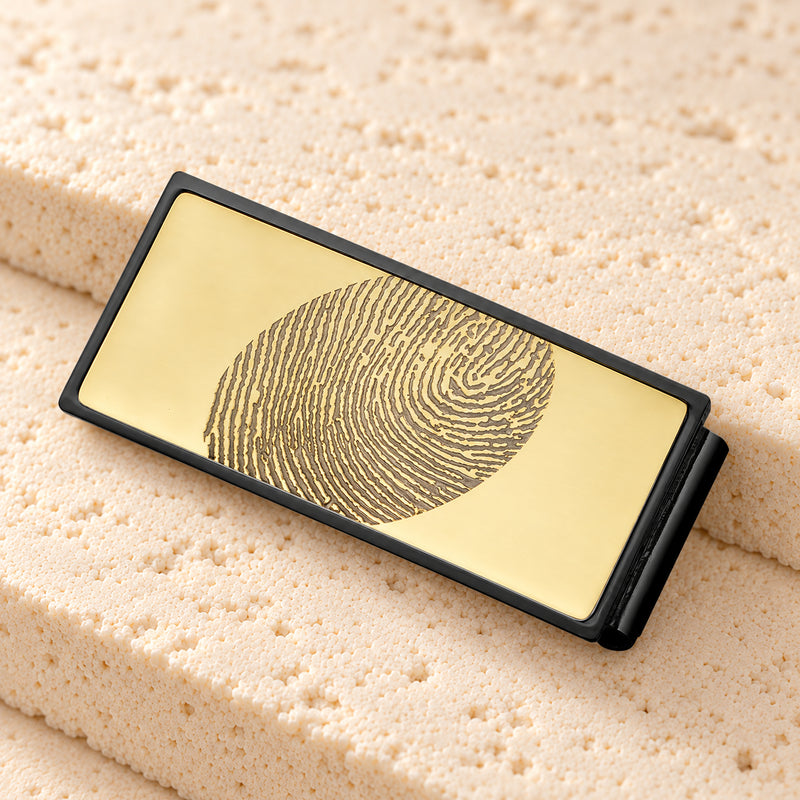 Stainless Steel Gold on Black Fingerprint Money Clip