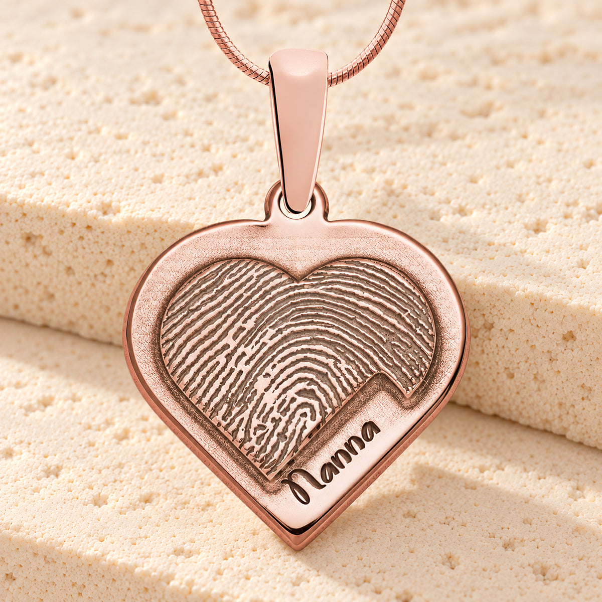 Raised Rose Gold Plated Sterling Heart Fingerprint Necklace — main