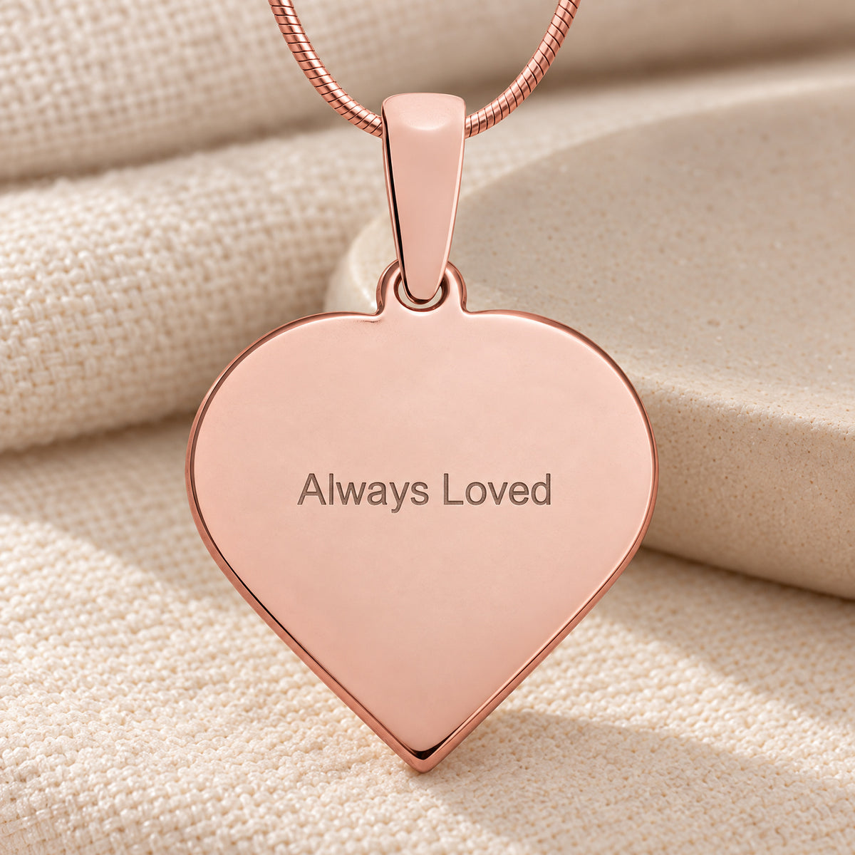 Raised Rose Gold Plated Sterling Heart Fingerprint Necklace — rear engraving