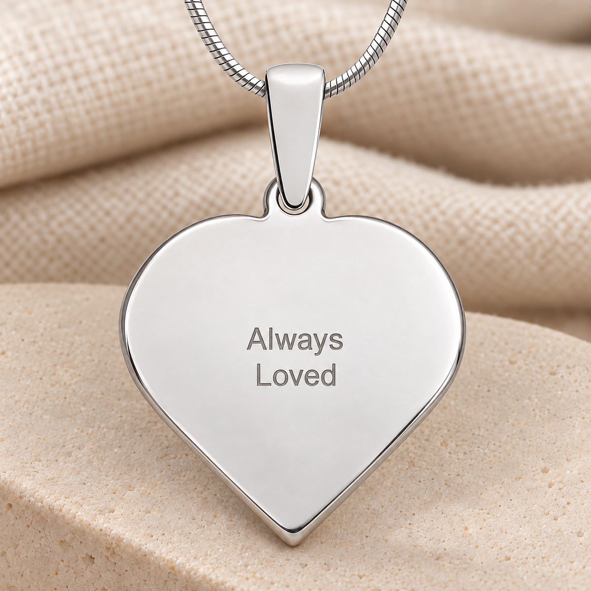 Raised Sterling Heart Fingerprint Necklace — rear engraving