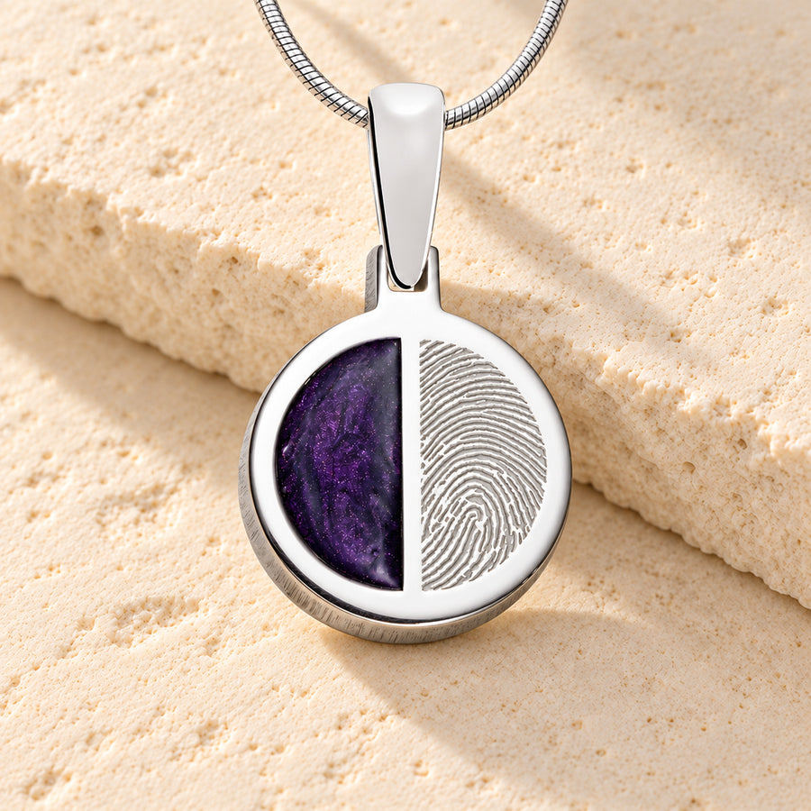 Sterling Circle Ash and Fingerprint Necklace