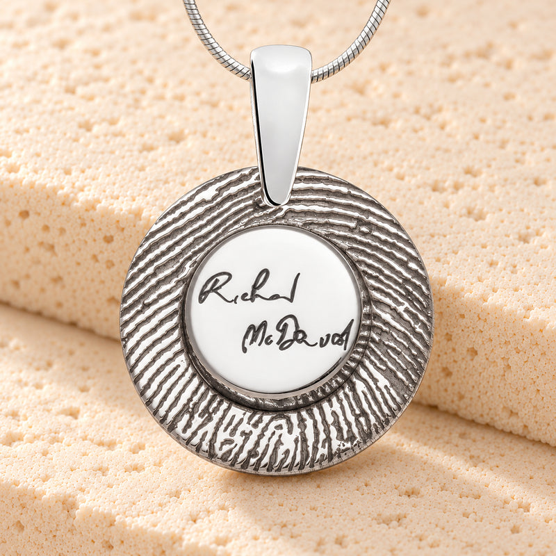 Signature Round Sterling Silver Fingerprint Necklace