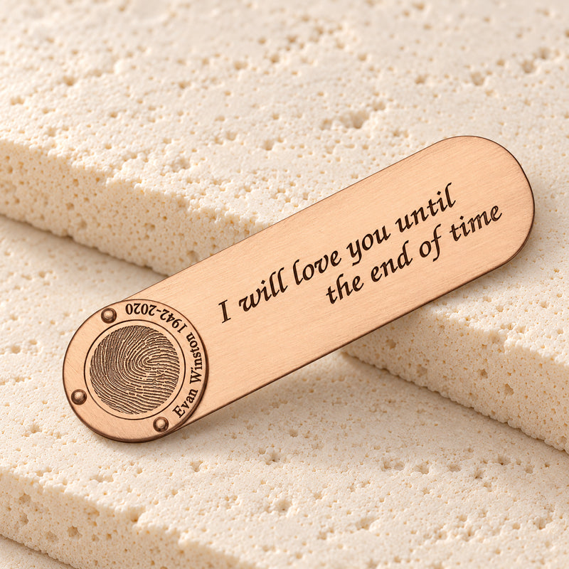 Brushed Copper Bookmark with Fingerprint
