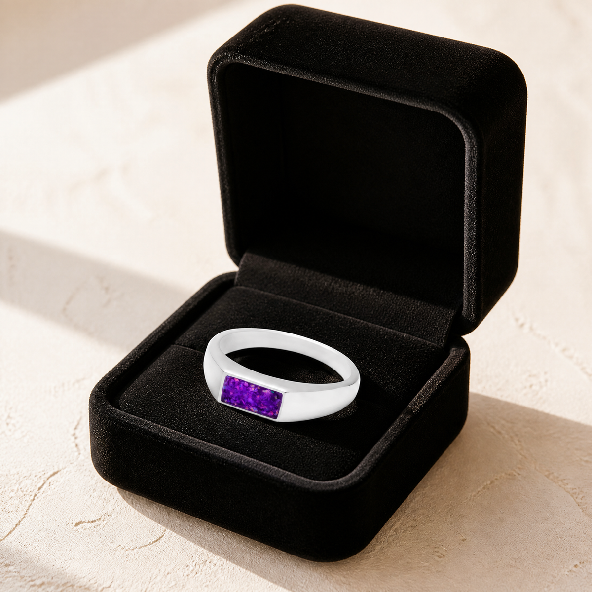 Men's Sterling Silver Desoto Ash Ring with Lilac Pearl Opal