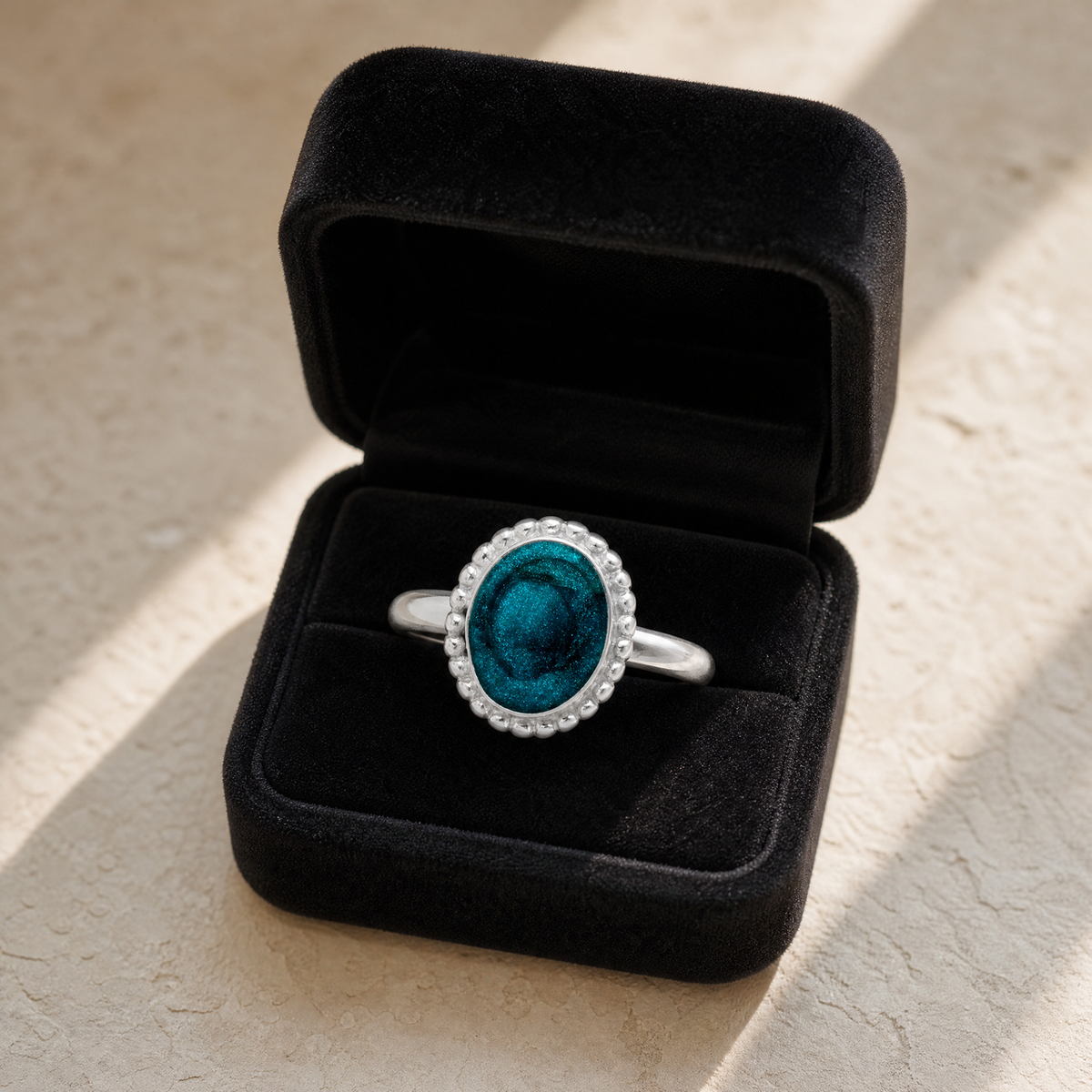 Women's Sterling Silver Bethany Ash Ring with Aqua