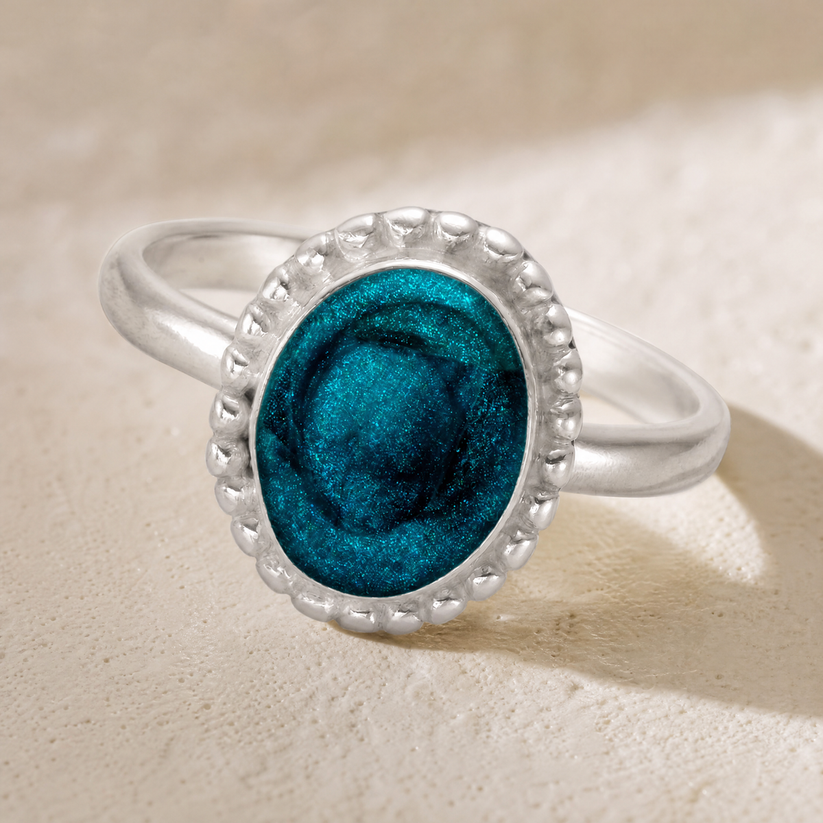 Women's Sterling Silver Bethany Ash Ring with Aqua