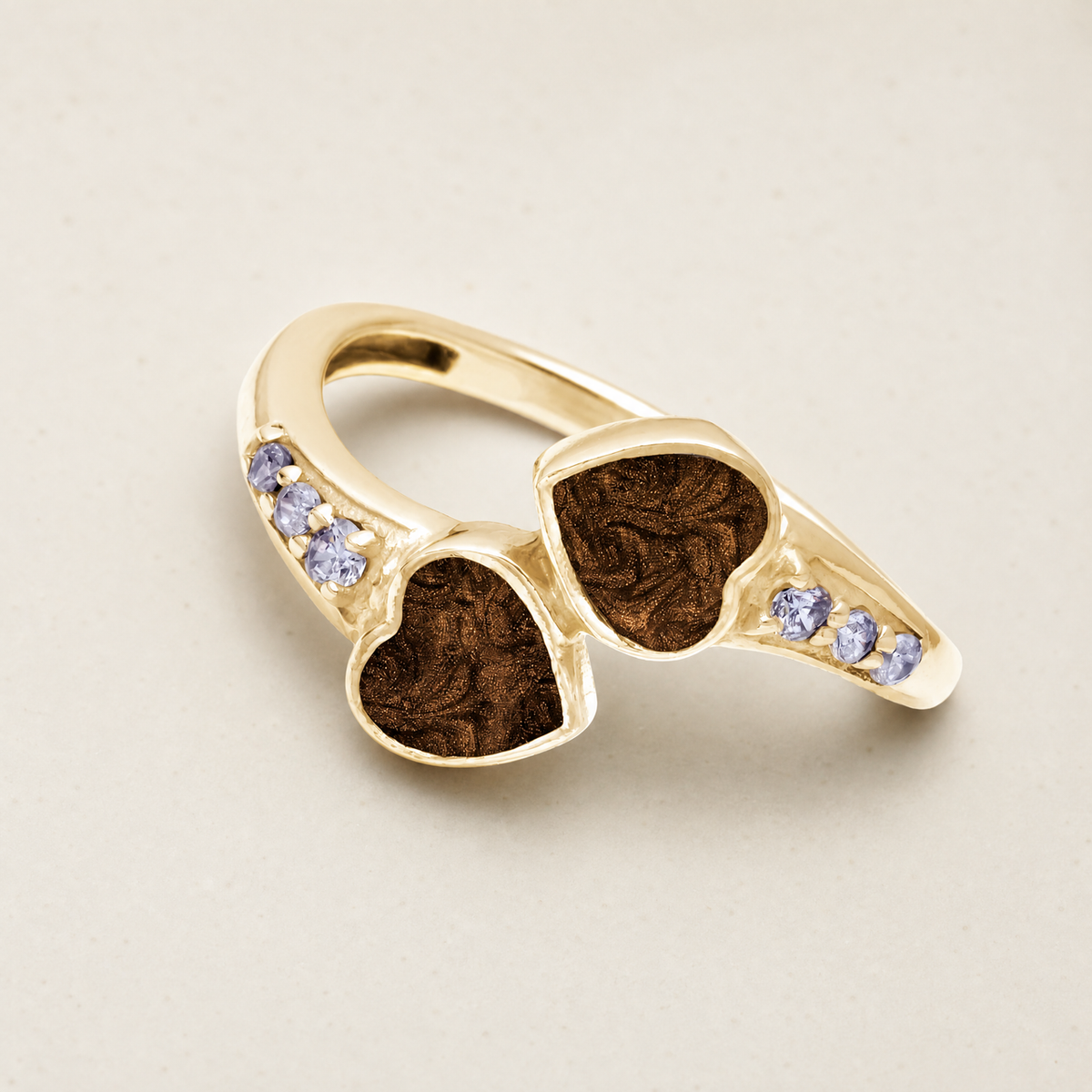 Solid 14K Gold Women's Rosalia Ash Ring with Carob