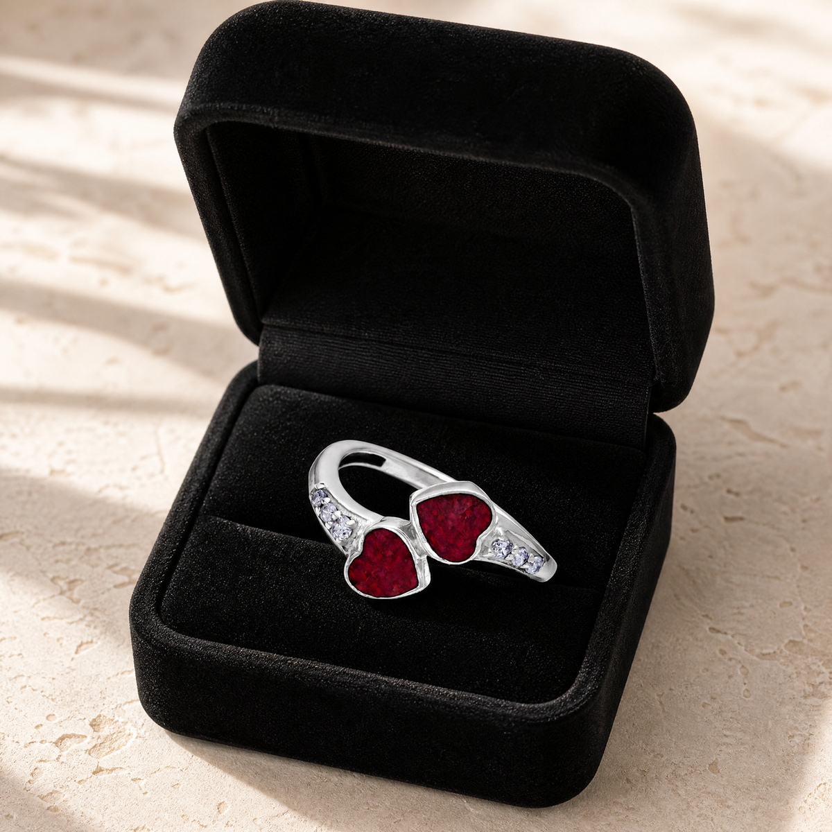 Women's Sterling Silver Rosalia Ash Ring with Scarlet Pearl Opal
