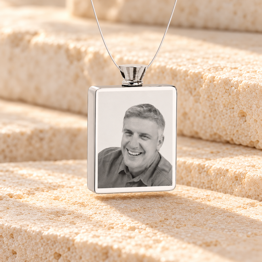 Rectangle Stainless Steel Photo Engraved Ash Guardian