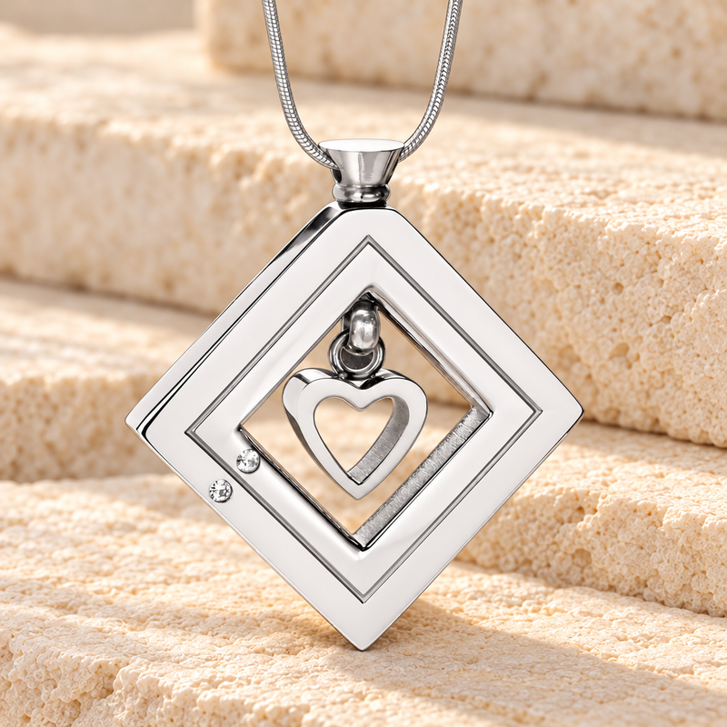 Silver Enchanting Heart Urn Pendant