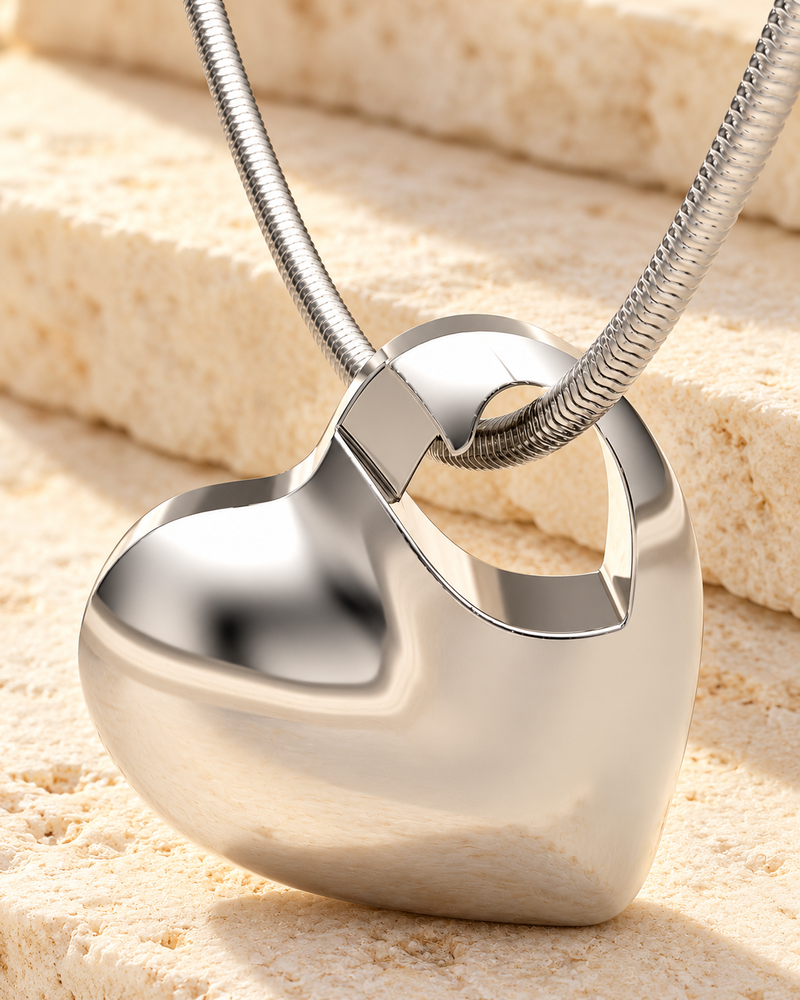 Solid 14K White Gold Small Candid Heart Forever Sealed Jewelry