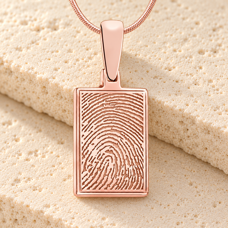 Rose Gold Rectangle Fingerprint Necklace