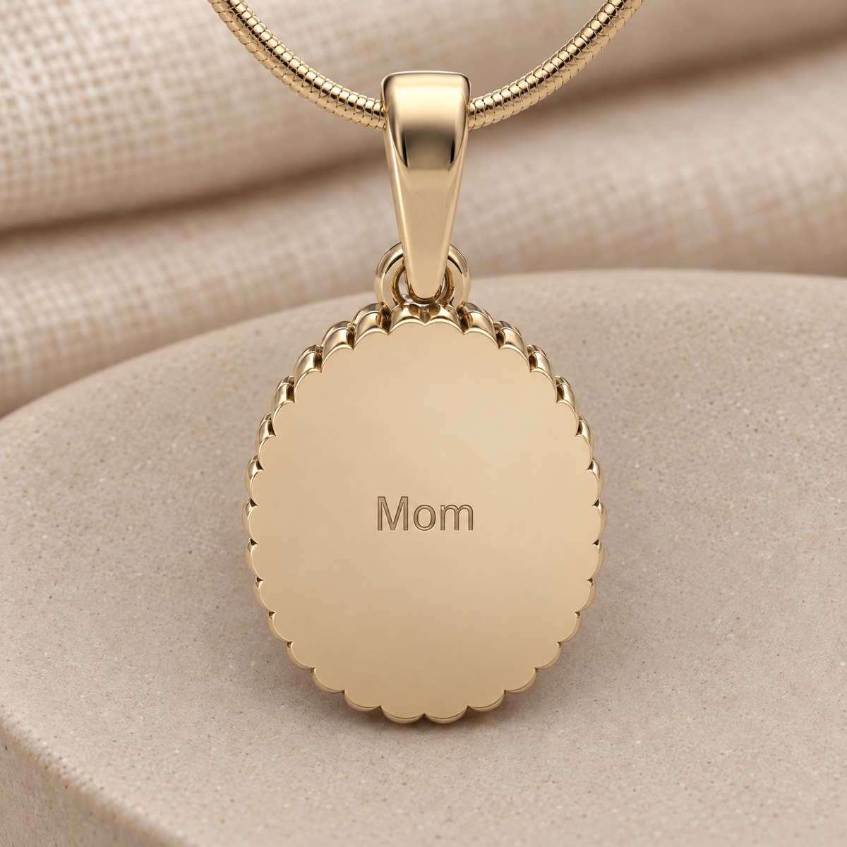 14K Gold At Heart Oval Forever Sealed Memorial Jewelry — rear engraving — evr20009kgfs