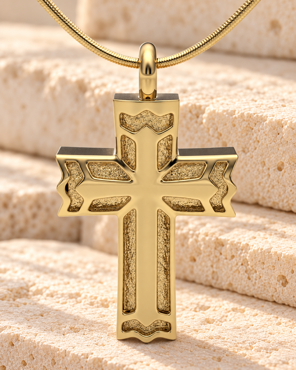 Gold Plated Rosedale Cross Forever Sealed Keepsake Urn Jewelry — main — evr1079gfs