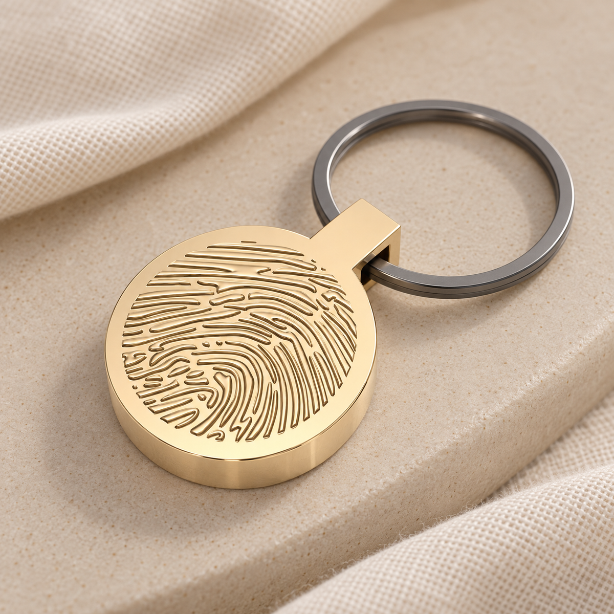 Solid 14K Gold Fingerprint Cast Forever Sealed Memorial Keychain — alternate view — evr4799kgfs