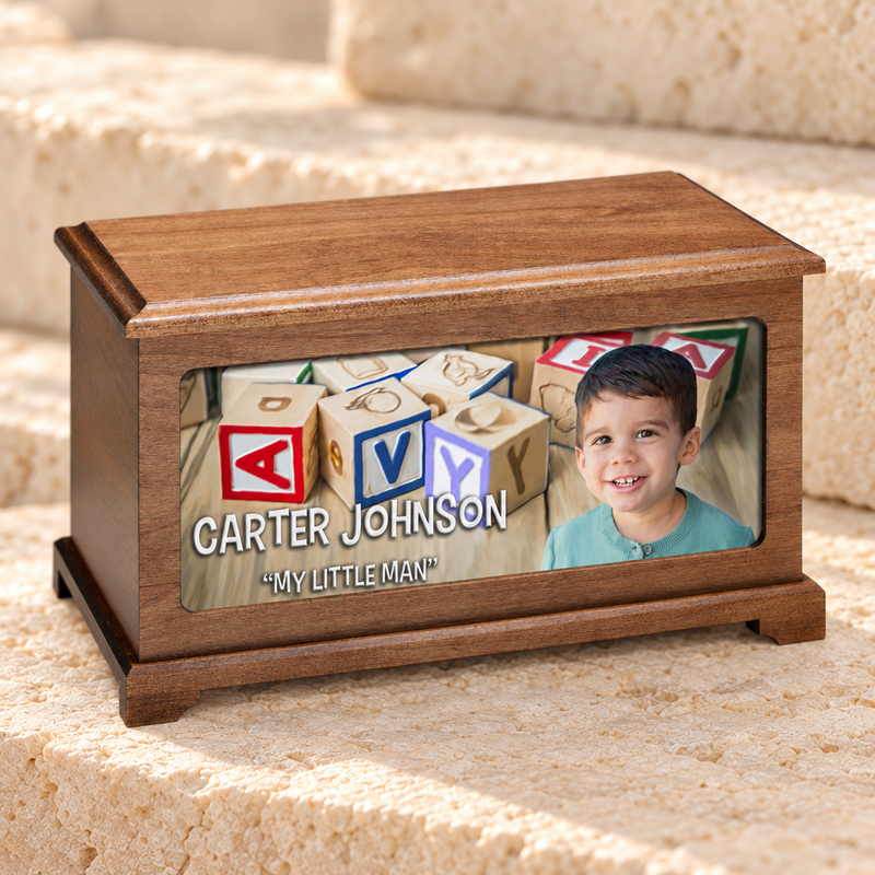Alphabet Blocks Photo Urn for Ashes