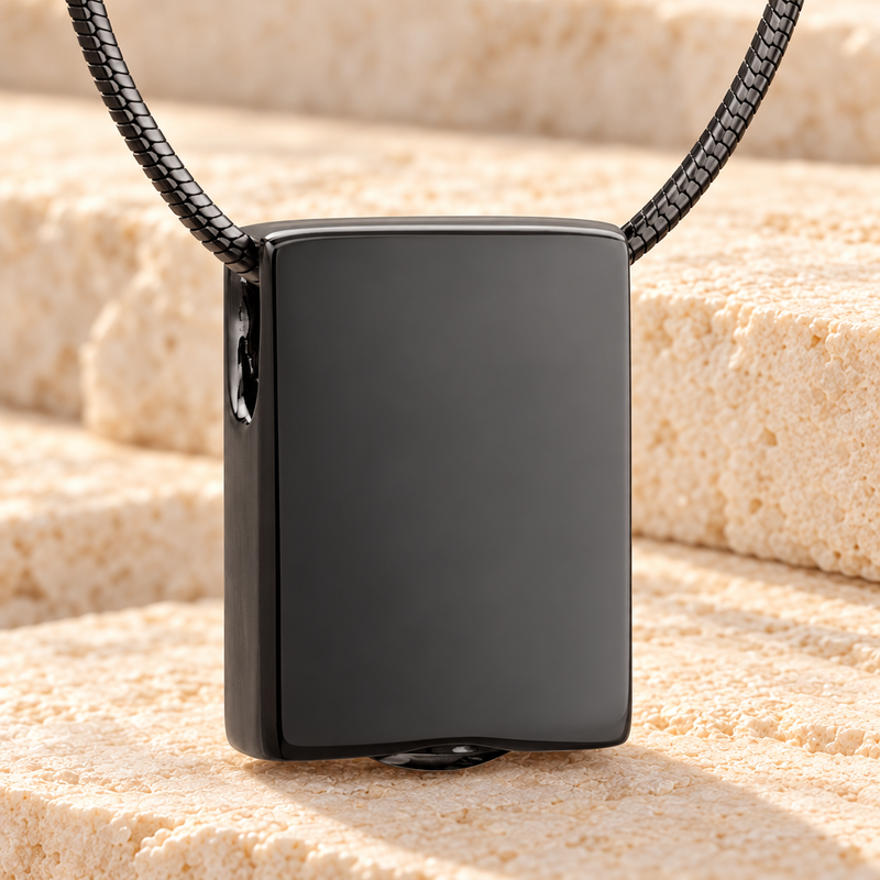 Black Simple Rectangle Cremation Jewelry