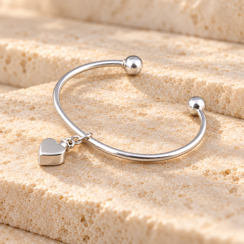 Sterling Silver Small Heart Cremation Bracelet